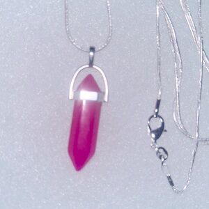 Natural Pink Agate Sterling Silver 16” Necklace